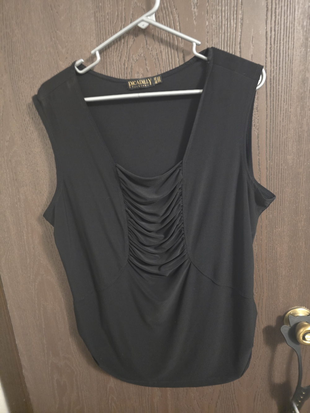 Picadilly Fashion Black Ruched Front Sleeveless Tank